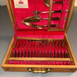 Thai Home Industries Brass Flatware Set in Red Velvet Box